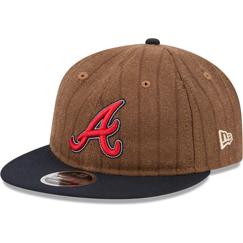cap-rovna-brown-adjustable-strap-9fifty-retro-crown-wool-pinstripe-atlanta-braves-mlb-new-era cap-rovna-brown-adjustable-strap-9fifty-retro-crown-wool-pinstripe-atlanta-braves-mlb-new-era