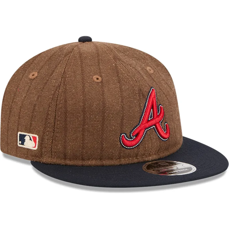 cap-rovna-brown-adjustable-strap-9fifty-retro-crown-wool-pinstripe-atlanta-braves-mlb-new-era cap-rovna-brown-adjustable-strap-9fifty-retro-crown-wool-pinstripe-atlanta-braves-mlb-new-era