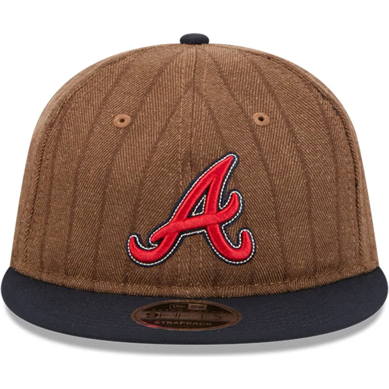 cap-rovna-brown-adjustable-strap-9fifty-retro-crown-wool-pinstripe-atlanta-braves-mlb-new-era cap-rovna-brown-adjustable-strap-9fifty-retro-crown-wool-pinstripe-atlanta-braves-mlb-new-era