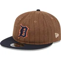 braune-und-marineblaue-verstellbare-flache-kappe-9fifty-retro-crown-wool-pinstripe-der-detroit-tigers-mlb-von-new-era