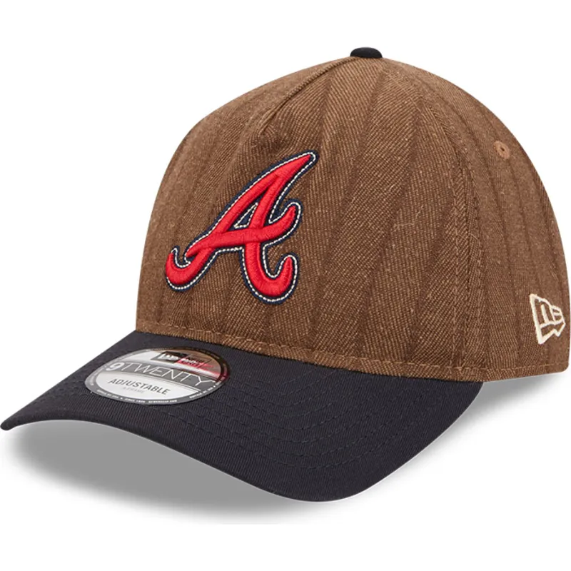 cap-zaoblena-brown-adjustable-strap-9twenty-a-frame-wool-pinstripe-atlanta-braves-mlb-new-era