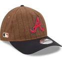 cap-zaoblena-brown-adjustable-strap-9twenty-a-frame-wool-pinstripe-atlanta-braves-mlb-new-era