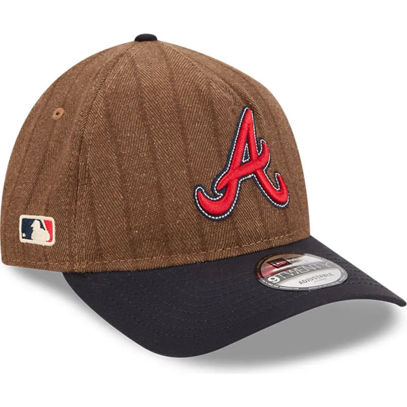 cap-zaoblena-brown-adjustable-strap-9twenty-a-frame-wool-pinstripe-atlanta-braves-mlb-new-era