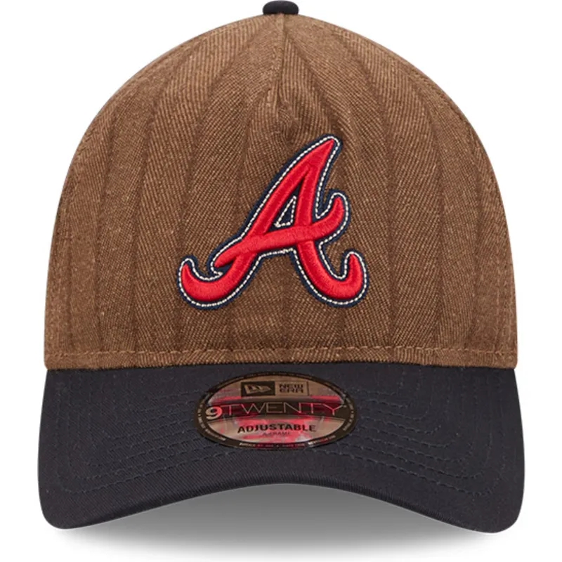 cap-zaoblena-brown-adjustable-strap-9twenty-a-frame-wool-pinstripe-atlanta-braves-mlb-new-era