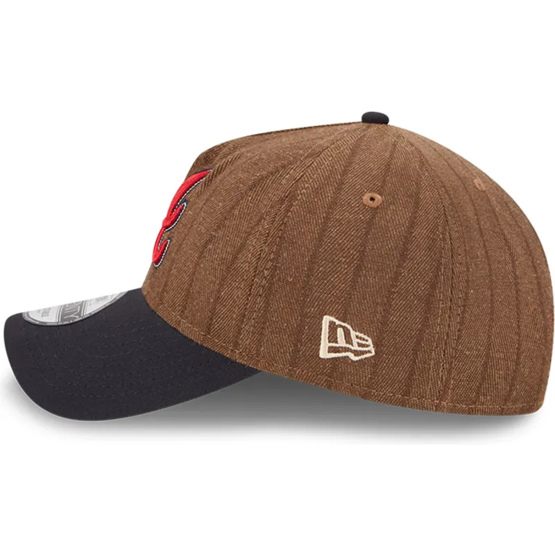 cap-zaoblena-brown-adjustable-strap-9twenty-a-frame-wool-pinstripe-atlanta-braves-mlb-new-era