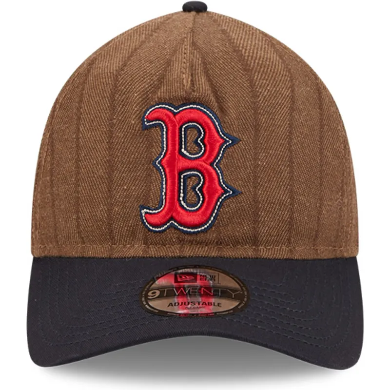 cap-zaoblena-brown-adjustable-strap-9twenty-a-frame-wool-pinstripe-boston-red-sox-mlb-new-era