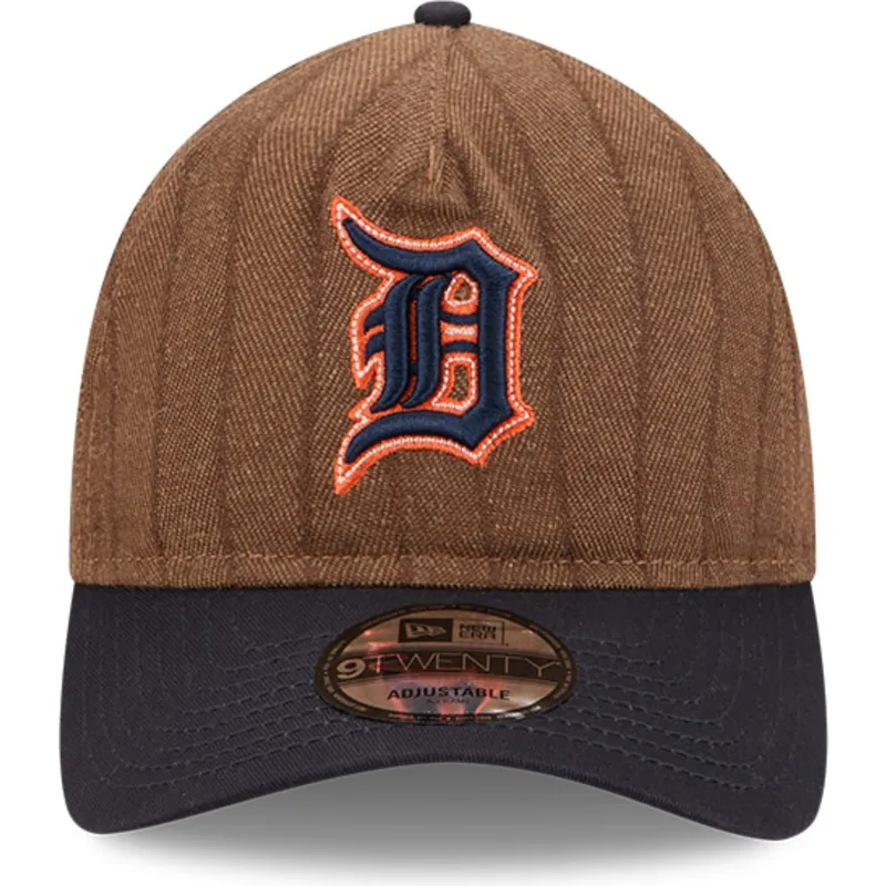 cap-zaoblena-brown-adjustable-strap-9twenty-a-frame-wool-pinstripe-detroit-tigers-mlb-new-era