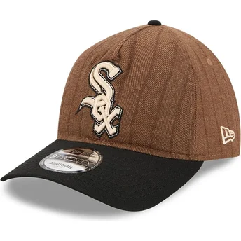 Cap zaoblená brown adjustable strap 9TWENTY A Frame Wool Pinstripe Chicago White Sox MLB New Era