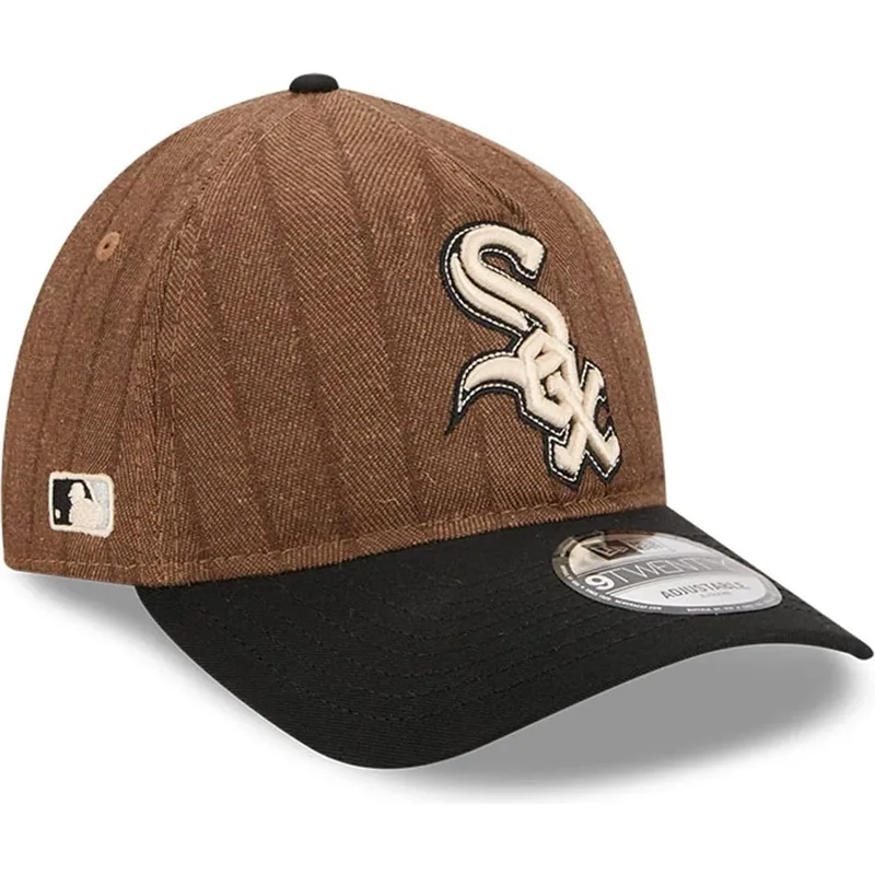 cap-zaoblena-brown-adjustable-strap-9twenty-a-frame-wool-pinstripe-chicago-white-sox-mlb-new-era