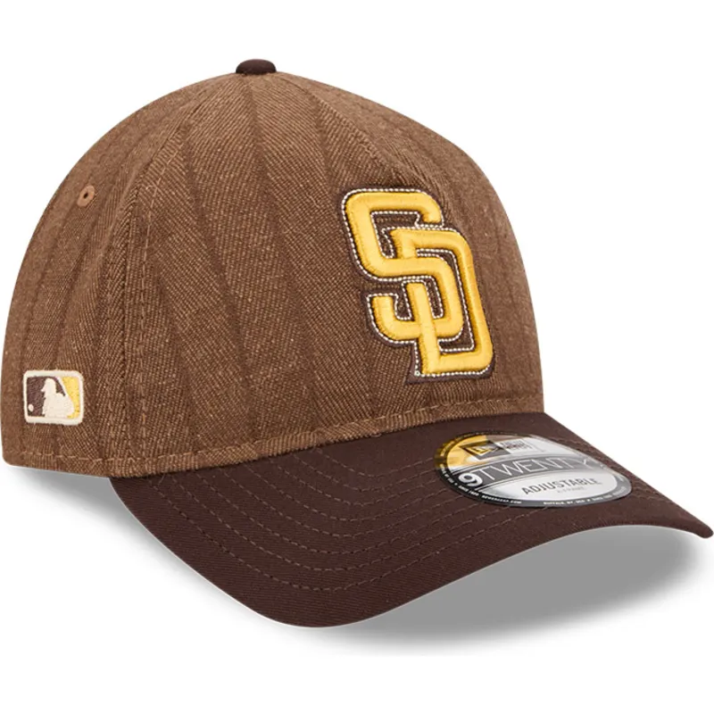 cap-zaoblena-brown-adjustable-strap-9twenty-a-frame-wool-pinstripe-san-diego-padres-mlb-new-era