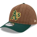 braune-und-grune-verstellbare-curved-cap-9twenty-a-frame-wool-pinstripe-der-oakland-athletics-mlb-von-new-era
