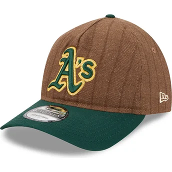Šiltovky zaoblená hnedá nastaviteľný pásik 9TWENTY A Frame Wool Pinstripe Oakland Athletics MLB New Era