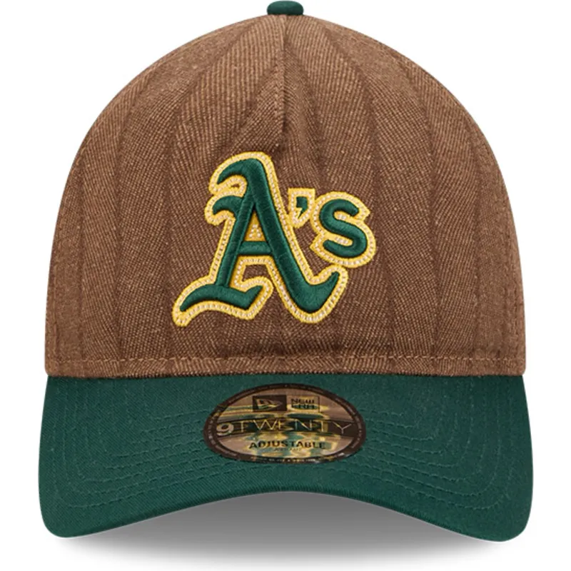 cap-zaoblena-brown-adjustable-strap-9twenty-a-frame-wool-pinstripe-oakland-athletics-mlb-new-era