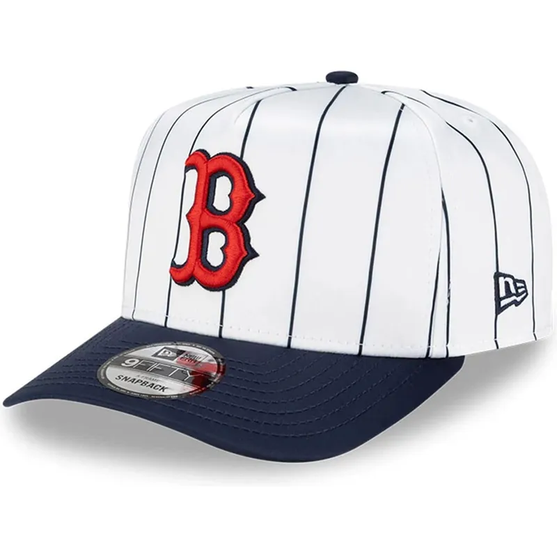 weisse-und-marineblaue-gebogene-snapback-kappe-9fifty-a-frame-satin-pinstripe-der-boston-red-sox-mlb-von-new-era