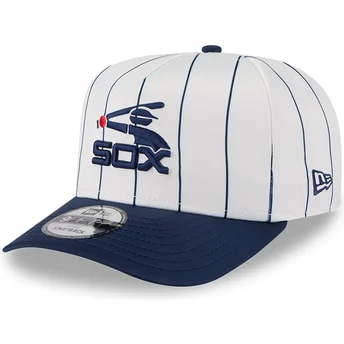 Gorra curva blanca y azul marino snapback 9FIFTY A Frame Satin Pinstripe de Chicago White Sox MLB de New Era