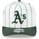 weisse-und-grune-gebogene-snapback-kappe-9fifty-a-frame-satin-pinstripe-von-oakland-athletics-mlb-von-new-era