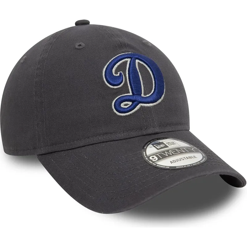 graue-verstellbare-curved-cap-9twenty-core-classic-der-los-angeles-dodgers-mlb-von-new-era