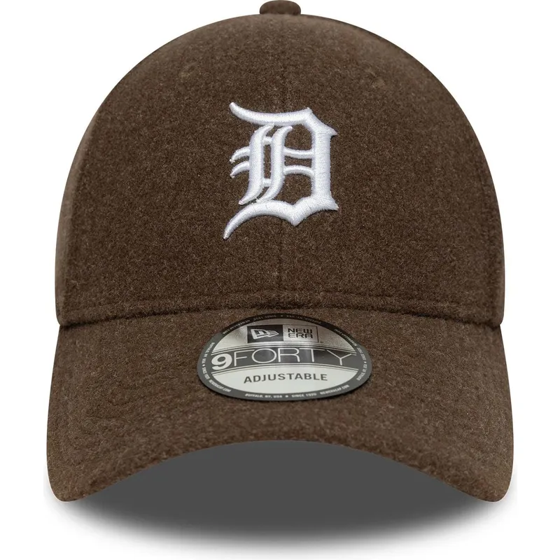 braune-gebogene-snapback-kappe-9forty-melton-wool-der-detroit-tigers-mlb-von-new-era