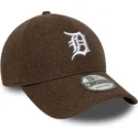 braune-gebogene-snapback-kappe-9forty-melton-wool-der-detroit-tigers-mlb-von-new-era