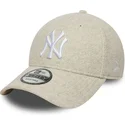 beige-snapback-kappe-mit-gebogenem-schirm-9forty-melton-wool-der-new-york-yankees-mlb-von-new-era