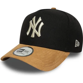 Schwarze und braune Snapback-Kappe 9FORTY E Frame Suede Visor der New York Yankees MLB von New Era