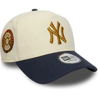 Beige und marineblaue Snapback-Kappe 9FORTY E Frame World Series Patch der New York Yankees MLB von New Era