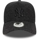 schwarze-snapback-kappe-mit-gebogenem-schirm-und-schwarzem-logo-9forty-e-frame-melton-der-new-york-yankees-mlb-von-new-era