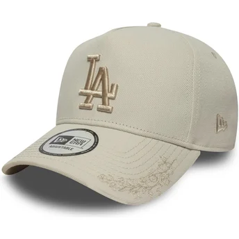 Beige gebogener Snapback-Cap mit Logo Beige 9FORTY E Frame Tonal Icon von Los Angeles Dodgers MLB von New Era
