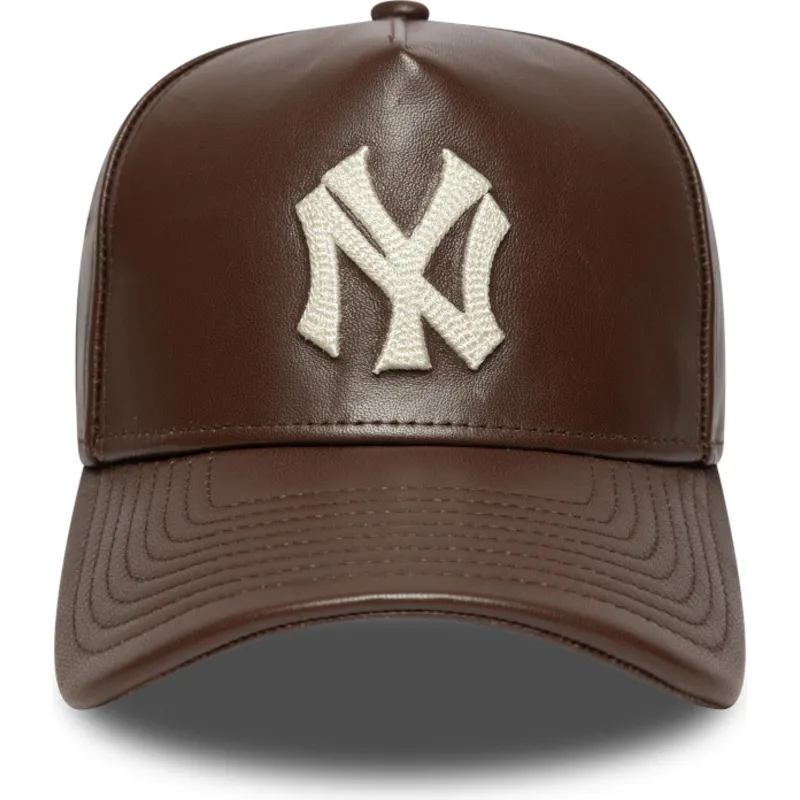 braune-verstellbare-curved-cap-9forty-e-frame-img-leather-der-new-york-yankees-mlb-von-new-era