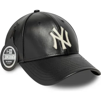 New Era New York Yankees MLB 9FORTY M-Crown Img Leather verstellbare schwarze Kappe