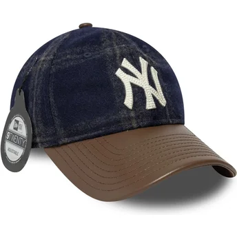 Gorra curva azul marino y marrón ajustable 9TWENTY Img Loden Leather de New York Yankees MLB de New Era