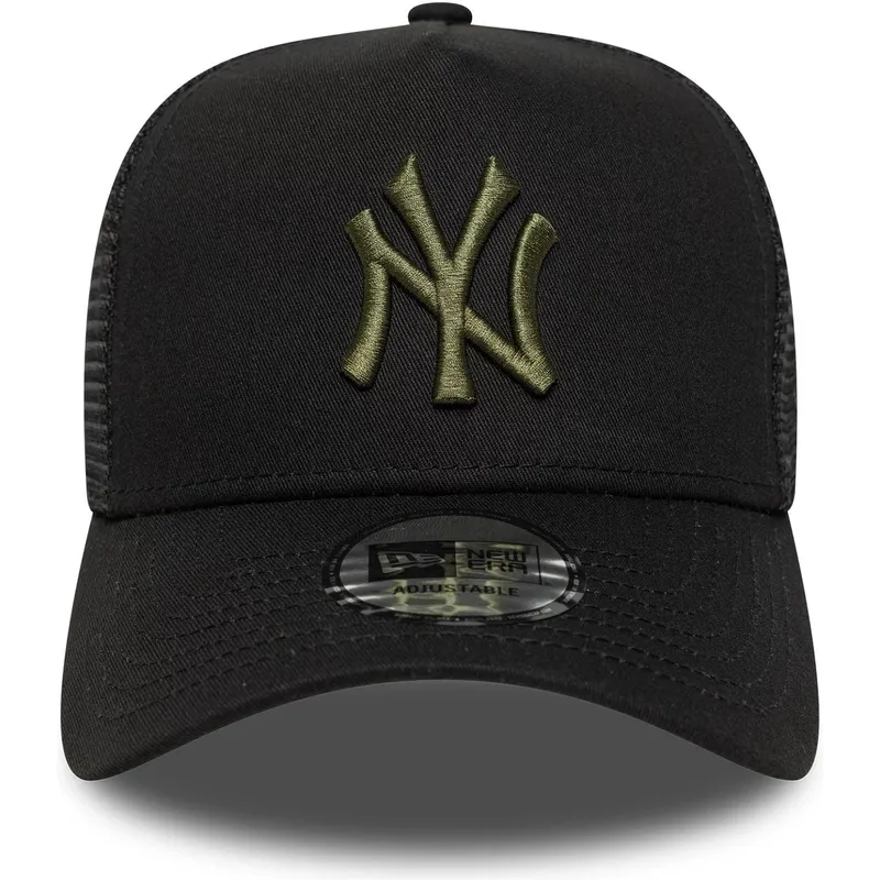 schwarze-trucker-cap-mit-grunem-logo-a-frame-league-essential-der-new-york-yankees-mlb-von-new-era