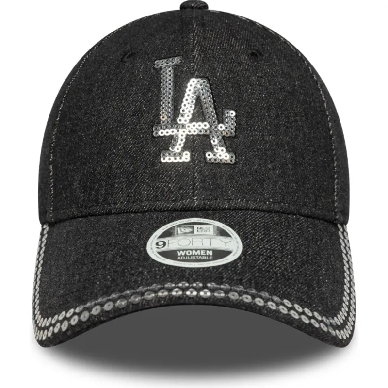 siltovka-zaoblena-cierna-nastavitelny-9forty-sequin-denim-los-angeles-dodgers-mlb-new-era
