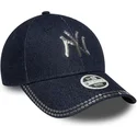 new-era-mlb-new-york-yankees-9forty-sequin-denim-damen-verstellbare-marineblaue-kappe