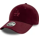 siltovka-zaoblena-cervena-nastavitelny-9forty-velour-los-angeles-dodgers-mlb-new-era