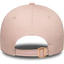 gebogene-rosa-verstellbare-damenkappe-9forty-metallic-logo-der-new-york-yankees-mlb-von-new-era