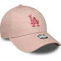 verstellbare-rosa-damen-cap-mit-gebogenem-schirm-und-rosa-logo-9forty-league-essential-der-los-angeles-dodgers-mlb-von-new-era