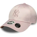 new-era-curved-brim-women-pink-logo-9forty-satin-bow-back-new-york-yankees-mlb-pink-adjustable-cap