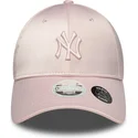 new-era-curved-brim-women-pink-logo-9forty-satin-bow-back-new-york-yankees-mlb-pink-adjustable-cap