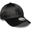 new-era-curved-brim-women-black-logo-9forty-satin-bow-back-new-york-yankees-mlb-black-adjustable-cap