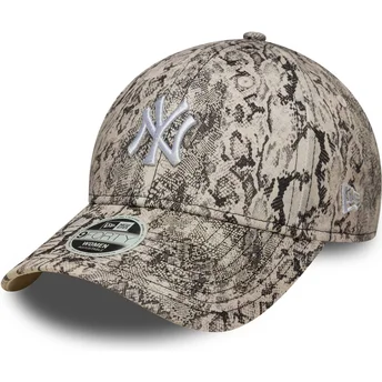 New Era 9FORTY New York Yankees MLB Damen verstellbare graue Curve Kappe Snake