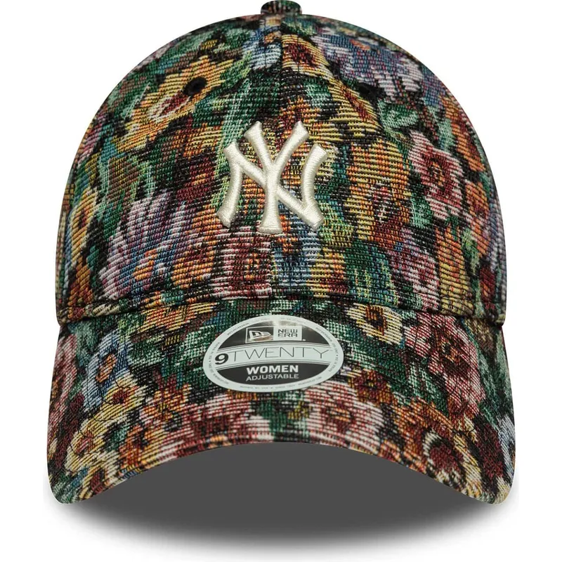 mehrfarbige-gebogene-verstellbare-damenkappe-9twenty-floral-der-new-york-yankees-mlb-von-new-era