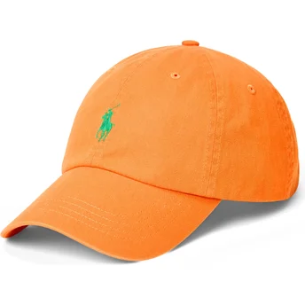 Gorra curva naranja ajustable con logo verde Cotton Chino Classic Sport de Polo Ralph Lauren