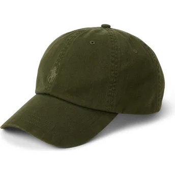 Verstellbare grüne Kappe mit gebogenem Schirm und grünem Logo Cotton Chino Classic Sport von Polo Ralph Lauren