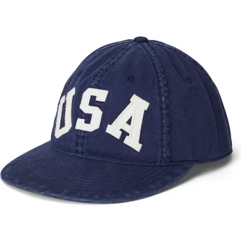 Šiltovky rovná tmavomodrá nastaviteľný pásik USA Appliqued Twill Polo Ralph Lauren