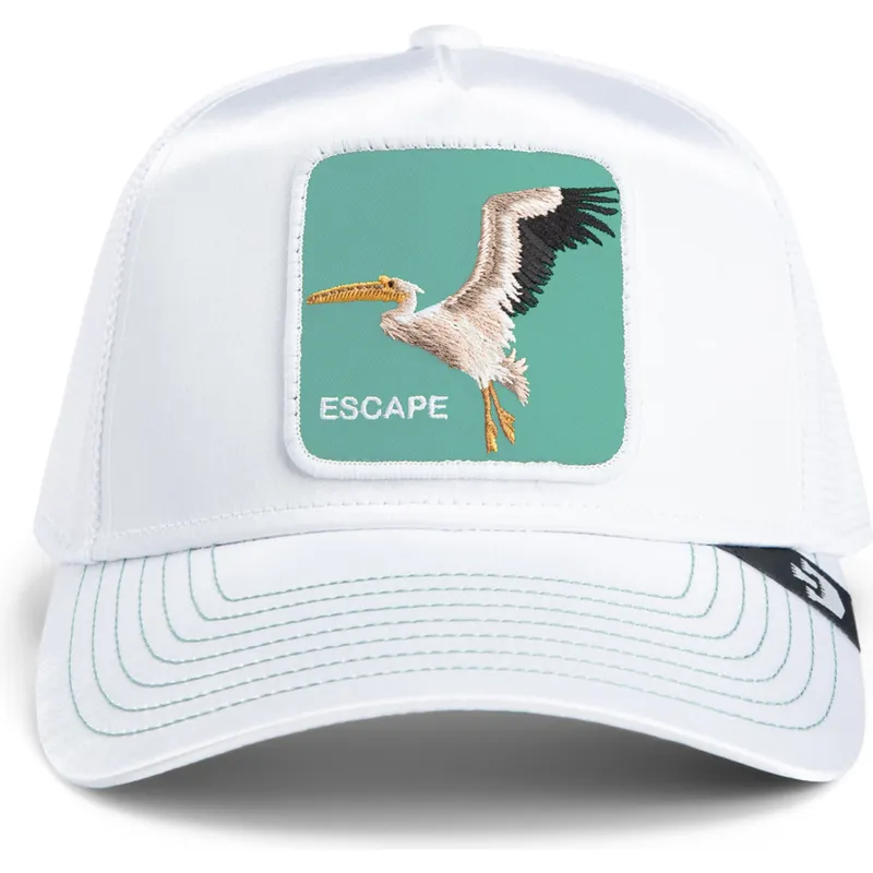siltovky-zaoblena-kamionista-biely-snapback-goorin-bros-pelican-bird-escape-not-into-yoga-great-escape-the-farm-white-hat-the-fa