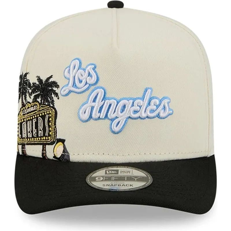 beige-und-schwarze-gebogene-snapback-kappe-9fifty-a-frame-precurved-hardwood-classics-der-los-angeles-lakers-nba-von-new-era