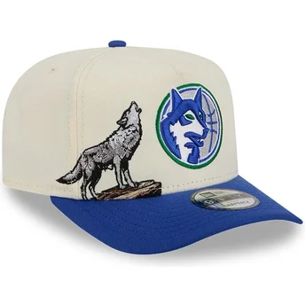 Καπέλο καμπύλο μπεζ και μπλε snapback 9FIFTY A Frame Precurved Hardwood Classics των Minnesota Timberwolves NBA της New Era