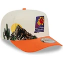 new-era-curved-brim-9fifty-a-frame-precurved-hardwood-classics-phoenix-suns-nba-beige-and-orange-snapback-cap