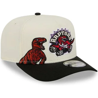 Gorra curva beige y negra snapback 9FIFTY A Frame Precurved Hardwood Classics de Toronto Raptors NBA de New Era